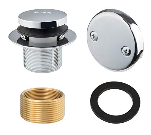 Artiwell Tip-Toe Bathtub Drains Trim Set with Two-Hole Overflow Faceplate, Replacement Bath Drain Trim Kit with 2-Hole Overflow Faceplate and Universal Fine/Coarse Thread (CHROME PLATED)