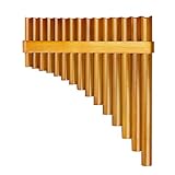 15 Pipes Brown Pan Flute G Key Chinese Traditional Musical Instrument Pan Pipes Woodwind Instrument (Right-Hand)