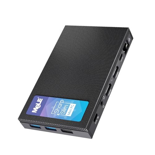 MeLE Mini PC Quieter 4C - 12th Gen N100, Fanless PC, 16GB RAM, 512GB Storage, 2.4/5G Wi-Fi, Full-Functional USB-C, 4K Triple Display Desktop on Home, Office, Education, Astrophotography