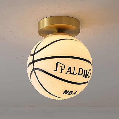SUBKANSH Children's Room Ceiling Lighting Fixture - Basketball/Football Chandelier, Creative Near Ceiling Light, Sports E27 Bulb With Glass Shadow for Children's Bedroom