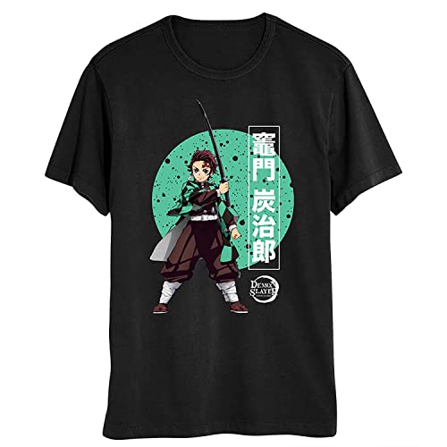 Demon Slayer Mens Anime T-Shirt Kimetsu No Yaiba Shirt - Tanjiro Kamado Tee (Black, XX-Large)