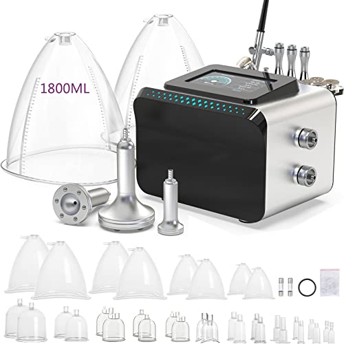 Vacuum Therapy Machine, 3 in 1 Vacuum Cupping Therapy Sets with 1800ML and 1500ML Large Cups, 3 Gua Sha Head, 0-80 cmHg, 5 inch Touch Screen