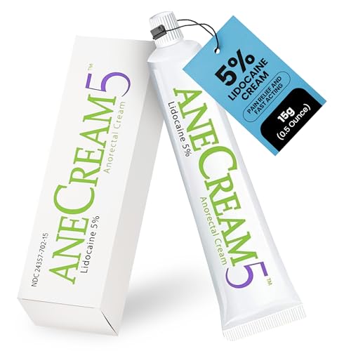 AneCream5-5% Lidocaine Numbing Cream - Maximum OTC Strength, Medical Grade Numbing Cream, Topical Anesthetic Lidocaine for Local & Anorectal Uses, Hemorrhoid Cream (0.5 oz/15 g)