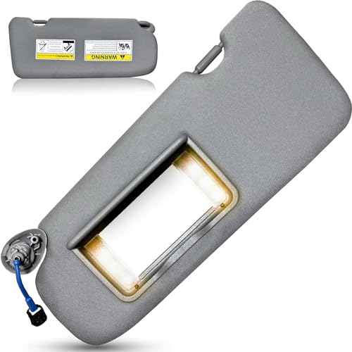 Left Driver Side Sun Visor for Honda CRV 2017 2018 2019 2020 2021 2022 Replace 83280-TLY-H11ZB with Vanity Light/with Makeup Mirror (Grey)