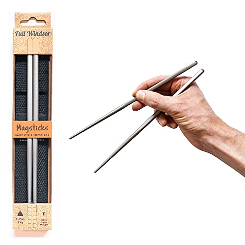 FULL WiNDSOR - MAGSTICKS - Titanium Magnetic Chopsticks, Reusable Travel Chop Sticks, Korean, Japanese, Chinese & Oriental Eating & Cooking Chopsticks, Lightweight for Kids and Adults, Comes with Case