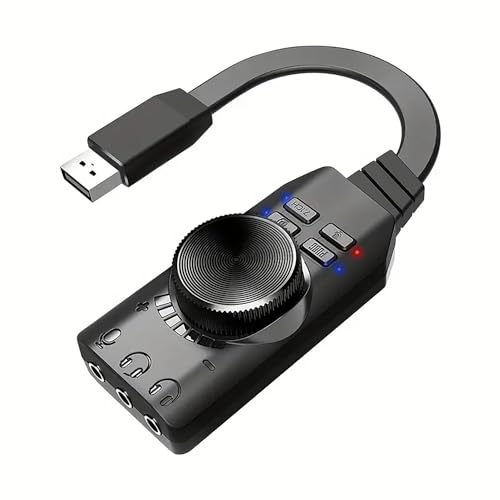 USB Sound Card Virtual 7.1 Surround Sound USB External Sound Card Adapter with PUBG Sound Effects for PC/PS4/PS5/Mac/Gaming Headset,Plug and Play