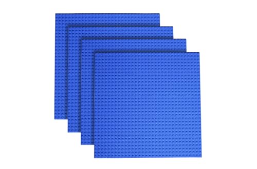 Double-Sided Baseplates for Building Bricks, Compatible with All Major Brands - Building Plates - 10" x 10" (32x32 Studs), Perfect Sheet for Table Building, Stackable, Pack of 4 Blue/Green (Blue)