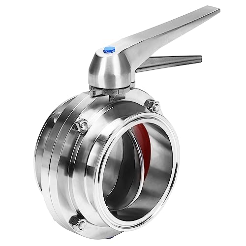 DERNORD Butterfly Valve with Trigger Handle Stainless Steel 304 Tri Clamp Clover (4 Inch Tri Clamp Butterfly Valve)