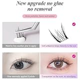 Swarous Waterproof Glue-Free Realistic False Eyelashes, Waterproof Lash Clusters Kit, Press on Eyelashes No Glue Needed, Reusable Wispy Lashes Natural Look (Natural)