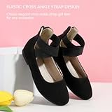 Hehainom Girls Dress Shoes Toddler Little Kids Gracy Ballet Mary Jane Ballerina Flats with Elastic Ankle Strap Black Suede