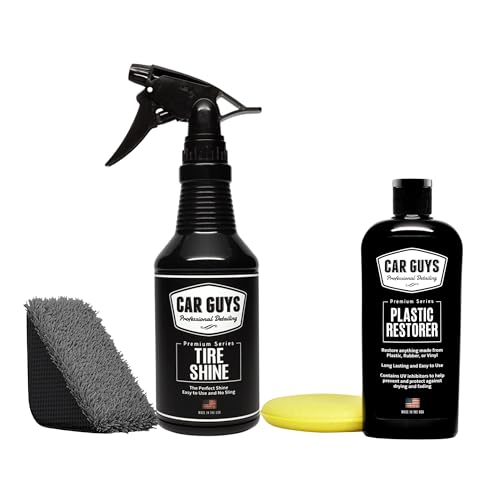 CAR GUYS Car Detailing Kit | Plastic Restorer 8 Oz & Tire Shine 18 Oz