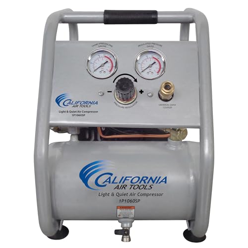 California Air Tools CAT-1P1060SP Light & Quiet Portable Air Compressor, Lightweight, Ultra Quiet, Oil-Free, 1 Gallon Steel Tank, .6 HP, 56 dBA Noise Level