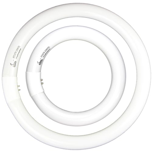 FC8T9 22W and FC12T9 32W Daylight Set , Round Fluorescent Bulb 8 inch T9 22 Watts & Circular Light Bulbs 12 inch 32 Watts kit, Circline Kitchen and Bath Fluorescent Lamp, CRI 80, DL 6500K, G10q Prong