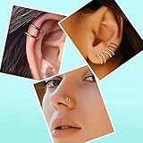 VitaCool Fake Nose Ring Hoop Fake Nose Stud Magnetic Septum Nose Ring Stud Stainless Steel CZ Fake Nose Piercing Stud Faux Nose Ear Lip Non Pierced Jewelry for Women Men