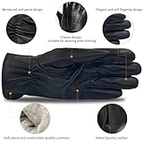 ZLUXURQ Luxury Mens Leather Gloves Cashmere Lined-Soft Comfortable Lambskin