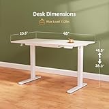 INNOVAR Glass Standing Desk with Drawers, 48×24 Inch Adjustable Stand Up Desk Quick Install Home Office Computer Desk, White