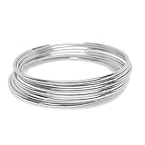 Loralyn Designs Thin Stainless Steel Bangle Bracelet Plain Round Set of 7 (9 Inch), Silver