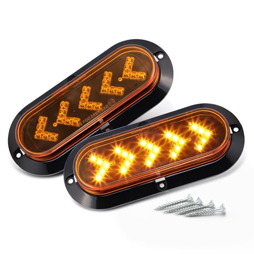 TMH (Pack of 2 6 Inch Oval ARROW Amber Light Turn Signal Tail Indicator Light 25 LED Sealed Marker Lights suitable for Truck Trailer Dump Truck Bus 12V DC