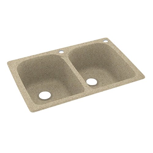 Swanstone KS02233LB.122-2 2-Hole Solid Surface Kitchen Sink, 33" x 22", Prairie