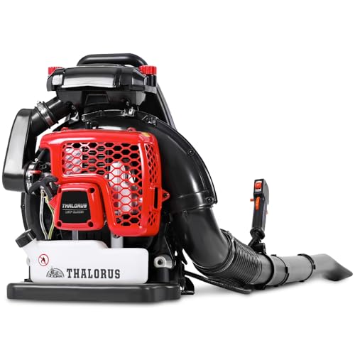 Thalorus 63CC Gas Backpack Leaf Blower, 2-Stroke, 665 CFM, 205 MPH, Variable Speed & Cruise Control, Ergonomic Harness, Reduced Emissions, for Fast Yard Cleanup (TR691 Pro)