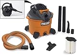 RIDGID Wet Dry Vacuums VAC1200 Heavy Duty Wet Dry Vacuum Cleaner and Blower Vac, 12-Gallon, 5.0 Peak Horsepower Detachable Leaf Blower Vacuum Cleaner with Pro-Grade Hose