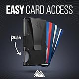 Mountain Voyage Minimalist Wallet for Men & Women - Slim RFID Wallet, Scratch Resistant, Credit Card Holder & Money Clip, Easily Removable Money & Cards, Mens & Womens Wallets (Onyx Black Leather)