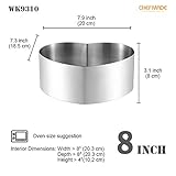 CHEFMADE Mousse Ring Mold, 8-Inch Heart-Shaped Non-Stick Seamless 18/8 Stainless Steel Food Molding