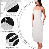 Jiuguva 2 Pcs Full Slip for Under Dresses Adjustable Spaghetti Strap Sleeveless Nightgown Women's Slip Long Dress (Black, White, Medium)