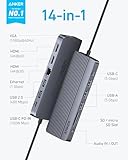 Anker 14 in 1 USB C Docking Station,USB C Hub Triple Display, with 4K HDMI, 1080p VGA, 100W Power Delivery, 5Gbps USB-A/C Data Ports for MacBook, Dell XPS and More