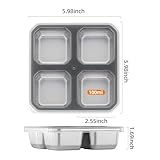 4 Pack Stainless Steel Snack Containers with Lids Lunchable 4 Compartment Food Storage Containers for Adults & Kids Meal Prep Reusable - Bento Lunch Container for School, Work, and Travel (4)