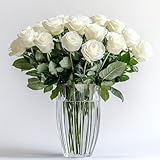 GlobalRose 50 Fresh White Roses - Flower Delivery - Beautiful Large Blooms (OM)