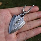 WHWUE Arrowhead Pendant, Necklace for Man, Handmade Damascus Arrow, Keychain Bag Decoration Accessories, EDC Handheld Toy, Gifts for Adults Teens