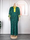 HD Green Lace African Bubu Dress Batwing Sleeves V Neck Nigerian Woman Caftan Gown