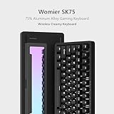 Womier SK75 75% Keyboard with Full Aluminum Wireless Mechanical Gaming Keyboard, VIA Custom Pre-lubed POM Switches RGB Creamy Gaming Keyboard, 3-Modes Gasket Hot Swappable, Black