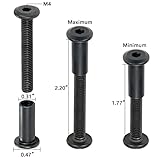 PGMJ 40 Sets Bolt and Nut Set - M6 Barrel Nut Black Metal Metric Hex Bit Set for Cupboards Joint Connector Cap Bolts, Binding Bolts, Leather Kit Screws Head (M6x40mm-Black-D)