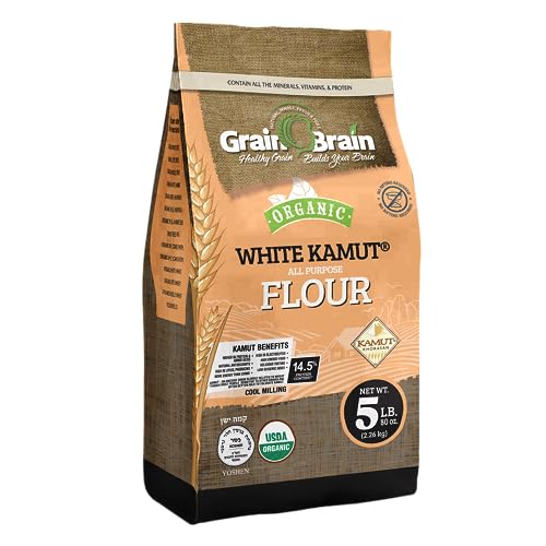 Grain Brain Organic White Kamut Flour (5 lb) Khorosan Wheat All Purpose Flour