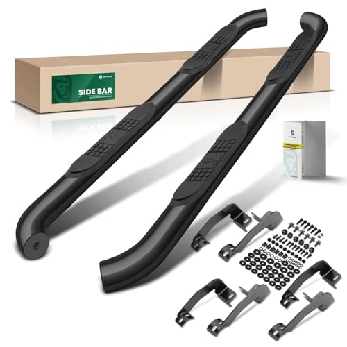 YHTAUTO 3 Inch Running Boards Side Steps Compatible with Ford Explorer 2020 2021 2022 2023 2024, SUV, Round Carbon Steel Black Powder, Cab Side Step Rails Off-Road Exterior Accessories, Set of 2