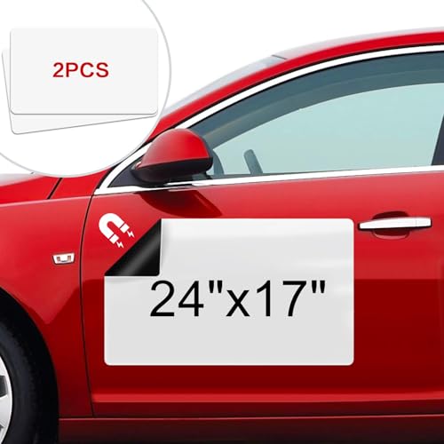 Thaibear Blank Car Magnets, 24" x 17", 2 Pack Car Door Magnets Signs for Vehicle, Rounded Corners Blank White Flexible Magnet Sheet Stickers for Car to Advertise Business and Personalized Decal