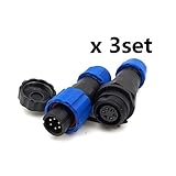 SD13 6pin Waterproof Connector, IP68 5A 380VHigh Voltage Circular Automotive Power Connector (6PIN, Direct Plug x 3set)