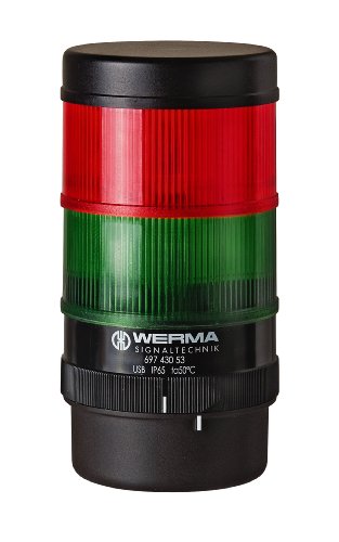Werma 697-410-55 Kompakt 71 LED Light Signal Tower with Tube Mounting, 24VDC, Red/Green