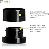 (200 Pack) 5ml Thick Black Glass Jars with Black Child Resistant Lids - UV Resistant - Storage for Oil, Lip Balm, Wax, Cosmetics - Mini Child Proof Container