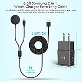 2 in 1 Samsung Watch Charger 6.6FT/2M Galaxy Watch Charger Cable with 18W USB A Fast Charger Power Adapter Plug for Samsung Galaxy Watch Ultra/7/FE/6/5/4,Galaxy S24/S23/S22,Fold 6/5,Flip 6/5,Buds,Tab