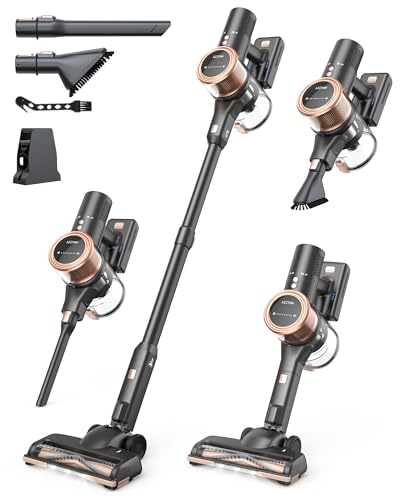 MIUZZY 48kPA Cordless Vacuum Cleaner, 190AW Powerful Suction, Max 60min Runtime, 4000mAh Large Battery, Anti Hair Wrap Stick Vacuum, Vacuum Cleaners for Home, Pet Hair, Hard Floors and Carpets, Cars