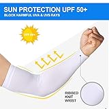 Kimasha 4 Pair Sun Protection Arm Sleeves for Men & Women,Tattoo Cover Sleeve,UPF 50 Arm Cover for Cycling Running Outdoor Sports (White-4 Pairs)