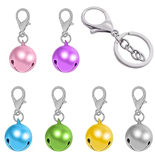 Aoche Pet Bells for Dog Cat Collar 6 pack,Charm Pet Pendant Accessories with1 Pack Stainless Steel Keychain