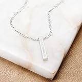 EVE'S ADDICTION Custom Engraved Men's Roman Numeral Stainless Steel Vertical Square Pendant, 20" long chain - Personalized Name & Date Pendant - Gift for Boyfriend - Couples Necklace