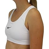 Women's Nike Swoosh Sports Bra, Sports Bra for Women with Compression & Medium Support, White/Black, XL