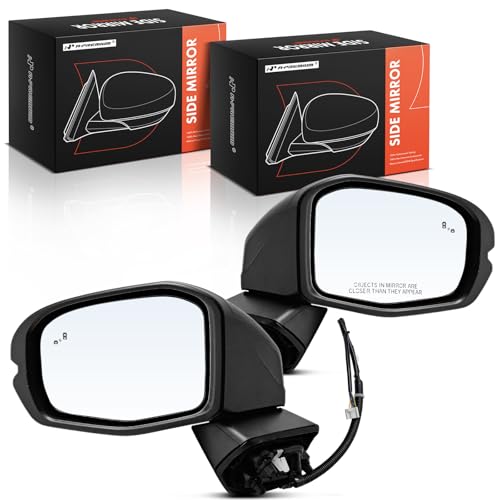 A-Premium Pair (2) Driver and Passenger Side Power Door Mirror - Compatible with Honda CR-V 2023-2025 - Heated Manual Folding Black Outside Rear View Mirror w/Turn Signal and Blind Spot Detection