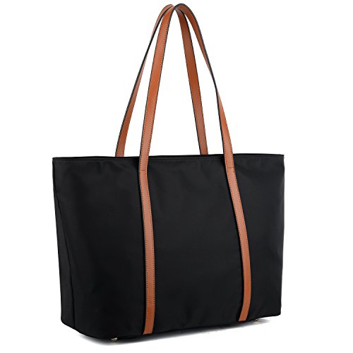 YALUXE Women's Oxford Nylon Large Capacity Work Tote Shoulder Bag Black
