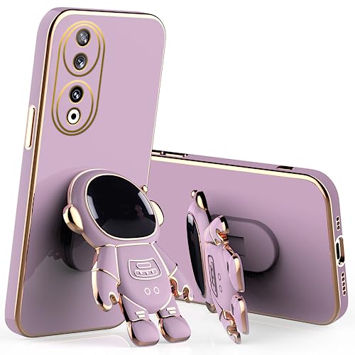 Hlgcokro for Honor X7b Case with Cute Astronaut Hidden Stand, Compatible with Honor X7b Phone Case for Women Men Girls Silicone Bumper Cover (Purple)